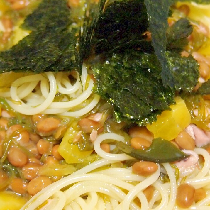 和えるだけ！ツナ納豆めかぶの和風パスタ